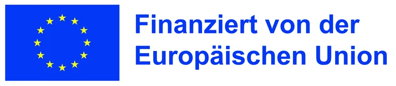 EU-Flagge mit Schriftzug daneben: Finanziert von der Europäischen Union