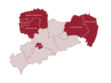 SMIL Sachsen-Karte mit den JTF-Fördergebieten